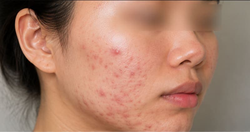 AI illustrative image — Before: Moderate inflamed acne