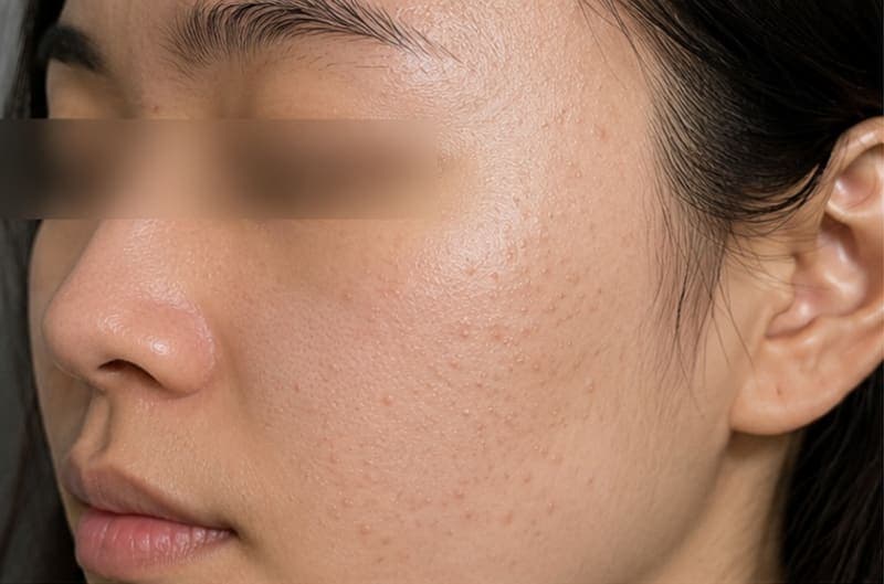 Ảnh minh họa AI — Trước: Mụn ẩn và bít tắc