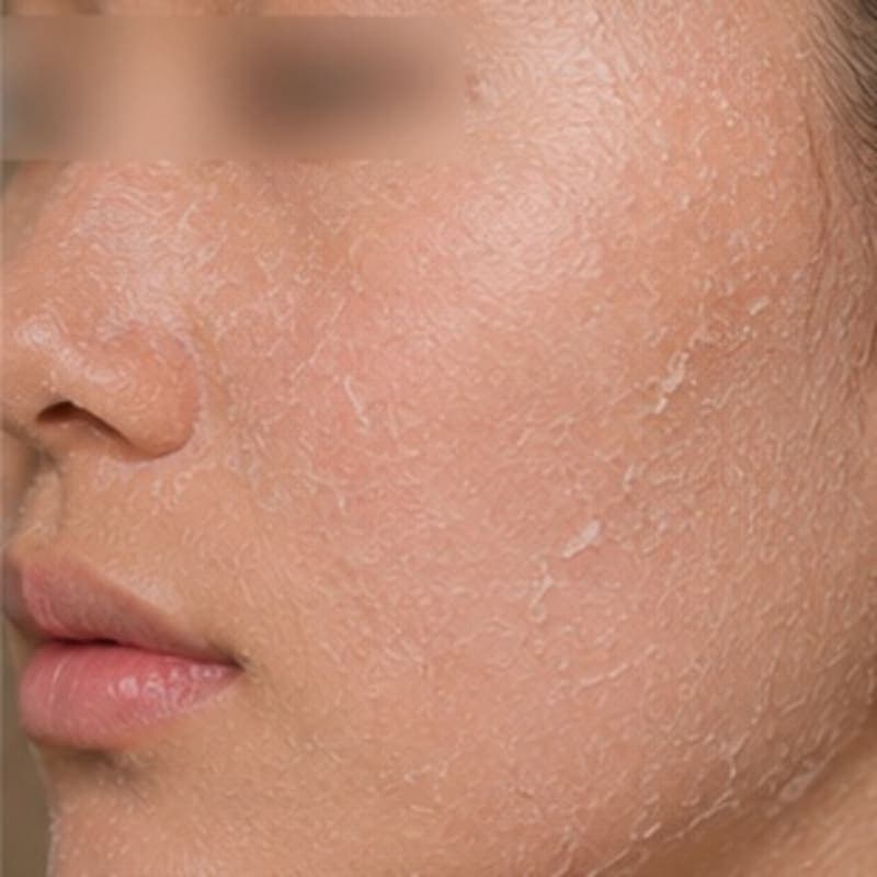 AI illustrative image — Before: Post-peel skin recovery