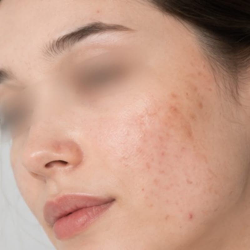 AI illustrative image — Before: Post-acne brown marks